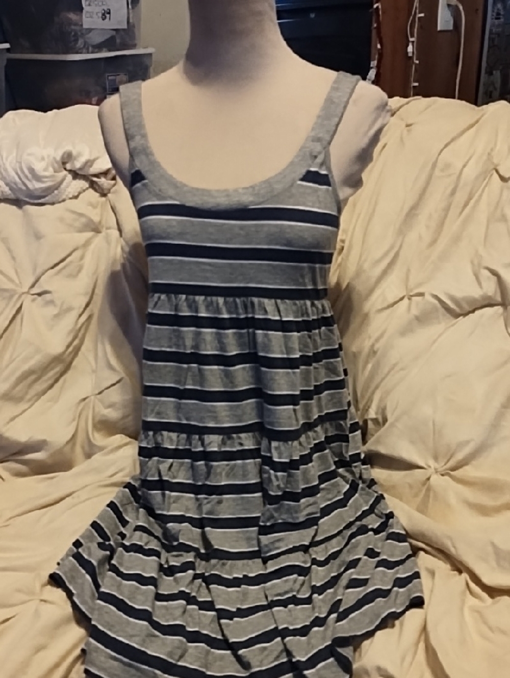 Victoria's Secret Gray and Navy Striped Tank Dress vintage! Like new